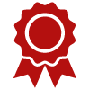 red award badge representing achievement and excellence related to 9 winners